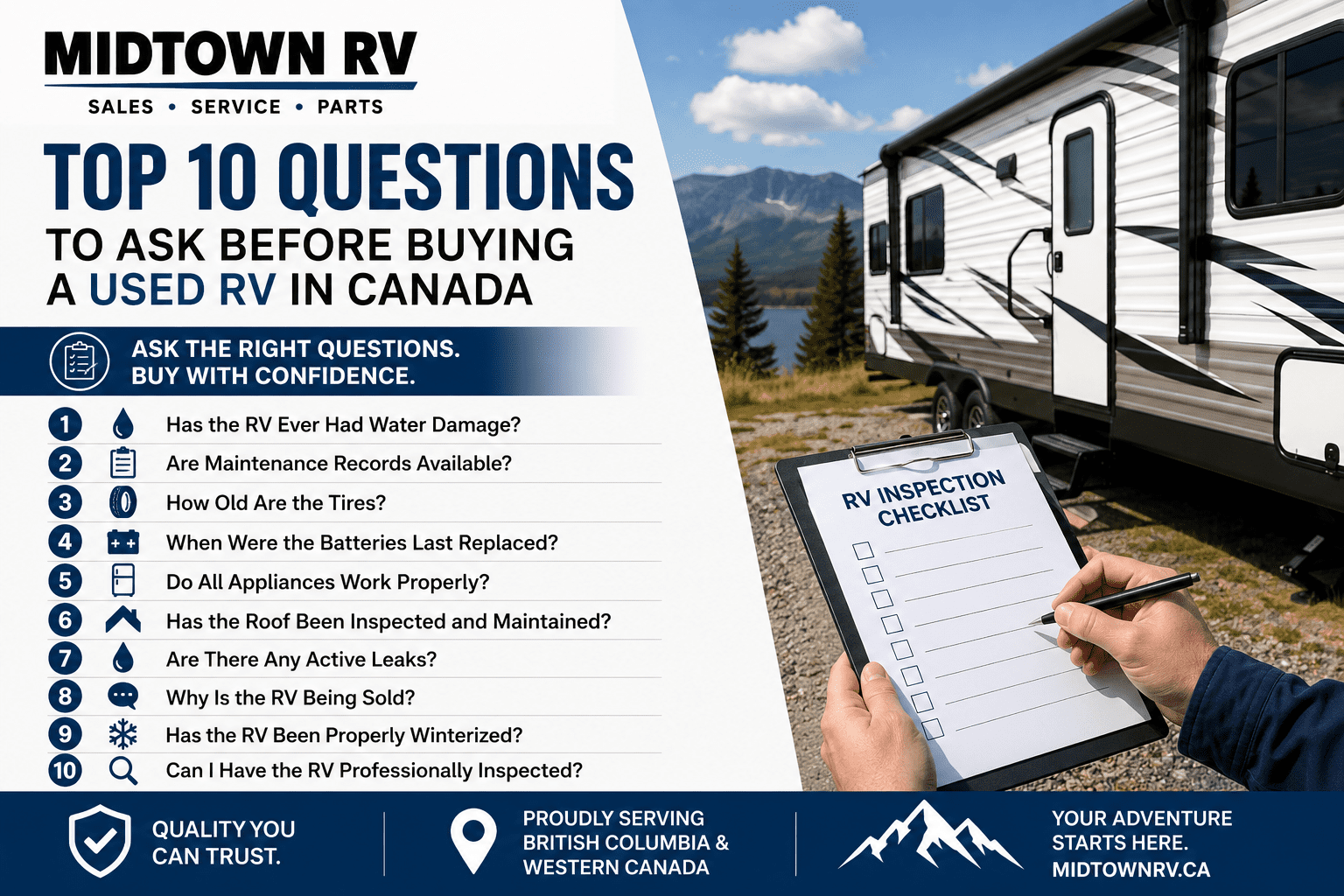 top 10 questions to ask when buying a pre owned RV